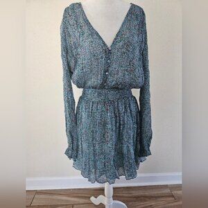 7 For All Mankind Women's Floral Long Sleeve metallic dress size large. Easgter.
